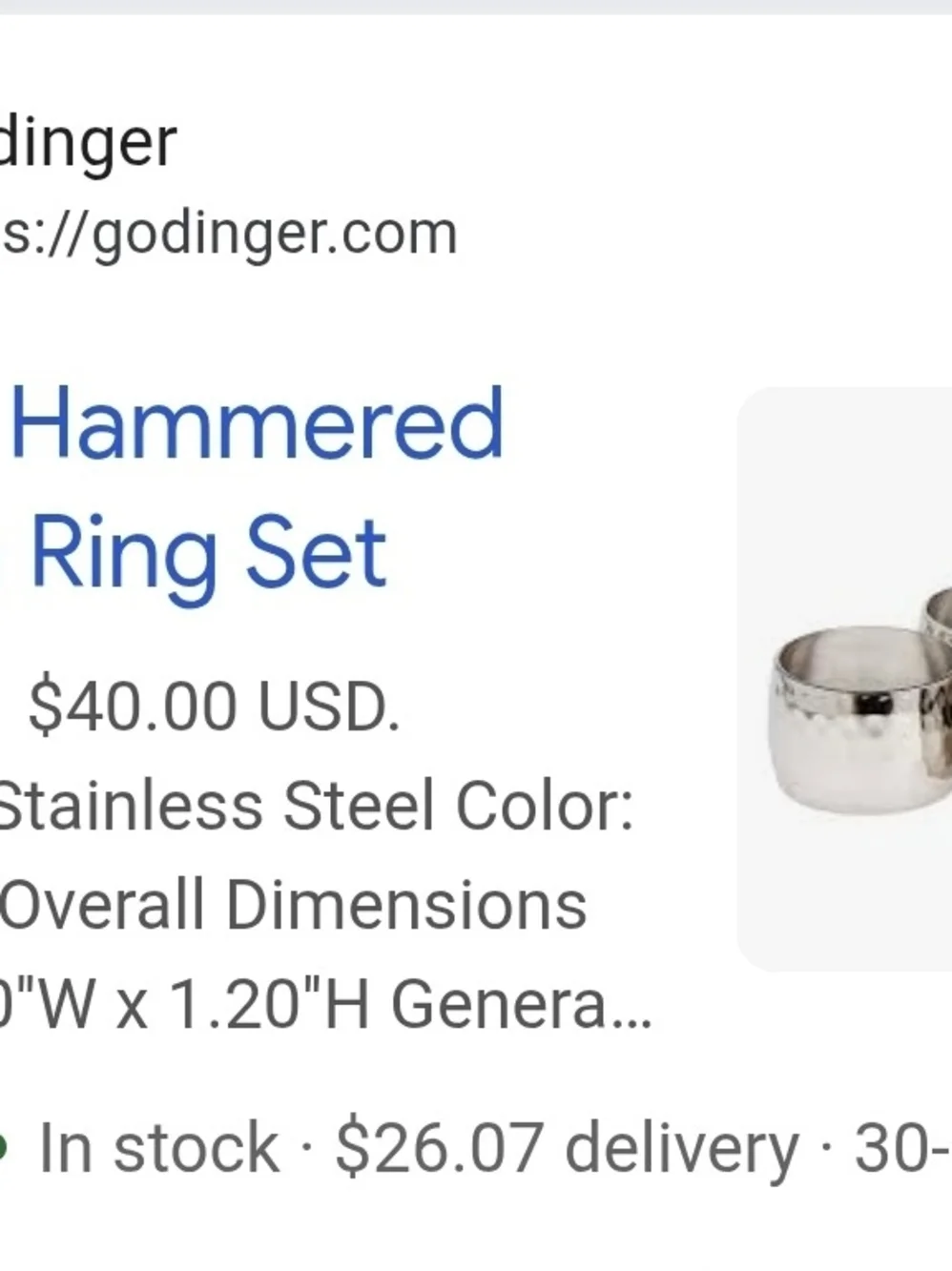 3 Set of 4 Hammered Hammered Napkin Rings
